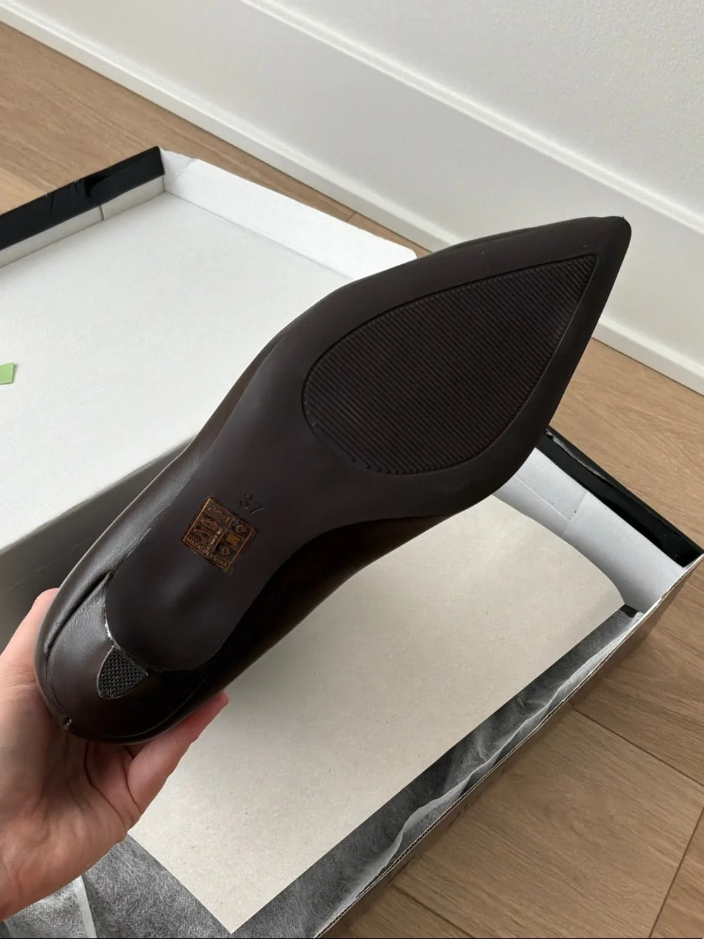 Dark Brown Wide Calf Faux Leather Pointed-Toe Kitten Heel Boots
